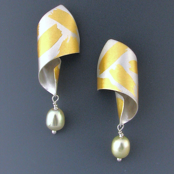Pique Earrings by Judith Neugebauer (Gold, Silver & Pearl Earrings) | Artful Home Pique Earrings by Judith Neugebauer (Gold, Silver & Pearl Earrings) | Artful Home