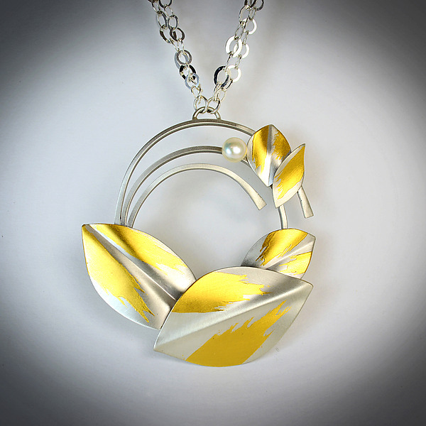 Sunrise Necklace by Judith Neugebauer (Gold, Silver & Pearl Necklace) | Artful Home Sunrise Necklace by Judith Neugebauer (Gold, Silver & Pearl Necklace) | Artful Home