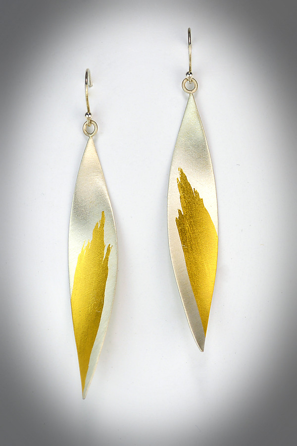 Golden Feather Earrings by Judith Neugebauer (Gold & Silver Earrings) | Artful Home Golden Feather Earrings by Judith Neugebauer (Gold & Silver Earrings) | Artful Home