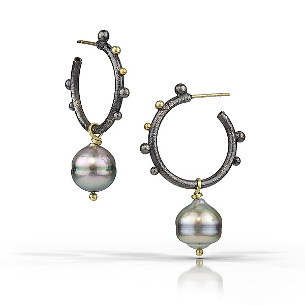 Modern Etruscan Earrings by Christine Mackellar (Gold, Silver & Pearl Earrings) | Artful Home Modern Etruscan Earrings by Christine Mackellar (Gold, Silver & Pearl Earrings) | Artful Home