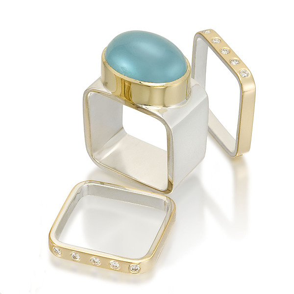 Aquamarine Square Ring by Gabriel Ofiesh (Gold, Silver & Stone Ring) | Artful Home Aquamarine Square Ring by Gabriel Ofiesh (Gold, Silver & Stone Ring) | Artful Home