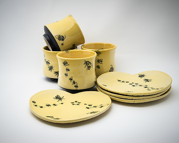 Honeybee Tea Tumblers and Dessert Plates by Carol Green (Ceramic Dinnerware) | Artful Home Honeybee Tea Tumblers and Dessert Plates by Carol Green (Ceramic Dinnerware) | Artful Home