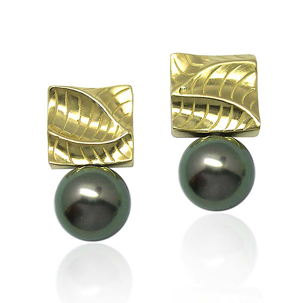 Small Puzzle Square Pearl Earrings by Keiko Mita (Gold & Stone Earrings) | Artful Home Small Puzzle Square Pearl Earrings by Keiko Mita (Gold & Stone Earrings) | Artful Home