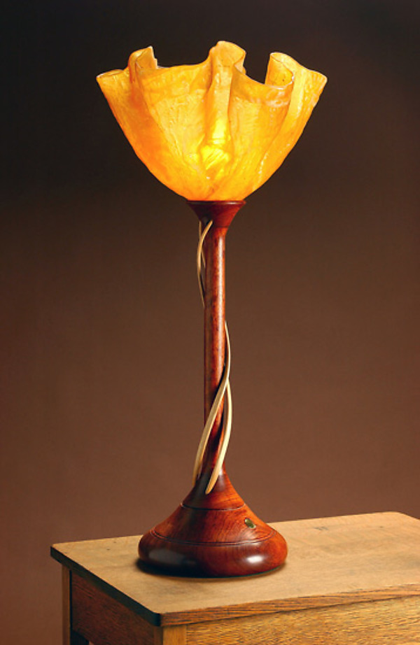 Double Tendril Chasing Table Torchiere by Clark Renfort (Wood Table Lamp) | Artful Home Double Tendril Chasing Table Torchiere by Clark Renfort (Wood Table Lamp) | Artful Home