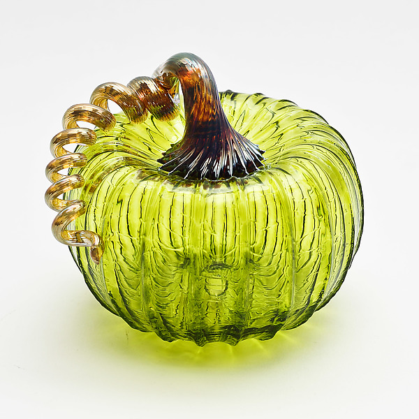 Gold Stem Pumpkin in Lime by Bryan Goldenberg (Art Glass Pumpkin) | Artful Home Gold Stem Pumpkin in Lime by Bryan Goldenberg (Art Glass Pumpkin) | Artful Home