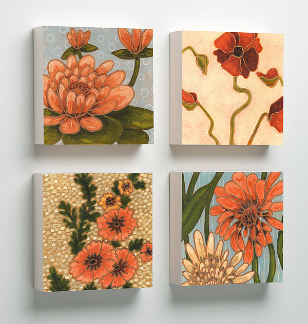 Natasha, Robin, Evelyn, and Blair Wooden Wall Tiles by Karen Deans (Pigment Print on Wood) | Artful Home Natasha, Robin, Evelyn, and Blair Wooden Wall Tiles by Karen Deans (Pigment Print on Wood) | Artful Home