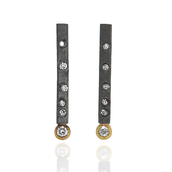 Small Starry Night Bar Earrings by Rebecca Myers (Gold & Stone Earrings) | Artful Home Small Starry Night Bar Earrings by Rebecca Myers (Gold & Stone Earrings) | Artful Home