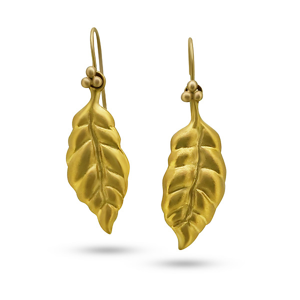 Windblown Leaf Earrings by Nancy Troske (Gold Earrings) | Artful Home Windblown Leaf Earrings by Nancy Troske (Gold Earrings) | Artful Home