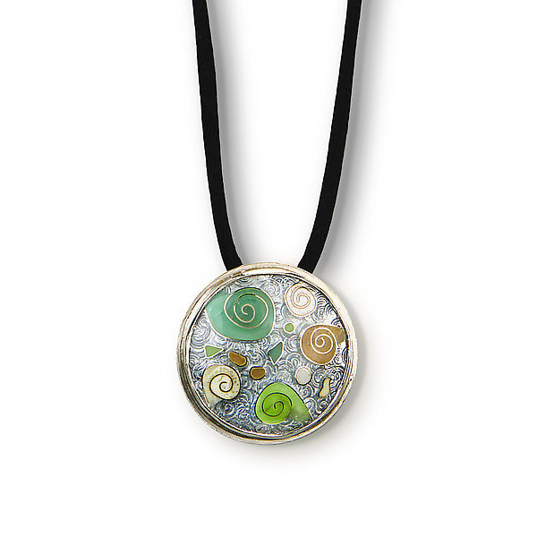 Floating Spirals Cloisonne Necklace by Nancy Troske (Silver & Enamel Necklace) | Artful Home Floating Spirals Cloisonne Necklace by Nancy Troske (Silver & Enamel Necklace) | Artful Home