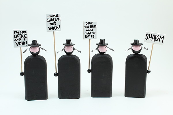 Picketing Rabbis by Bunny With A Toolbelt (Wood Sculpture) | Artful Home Picketing Rabbis by Bunny With A Toolbelt (Wood Sculpture) | Artful Home