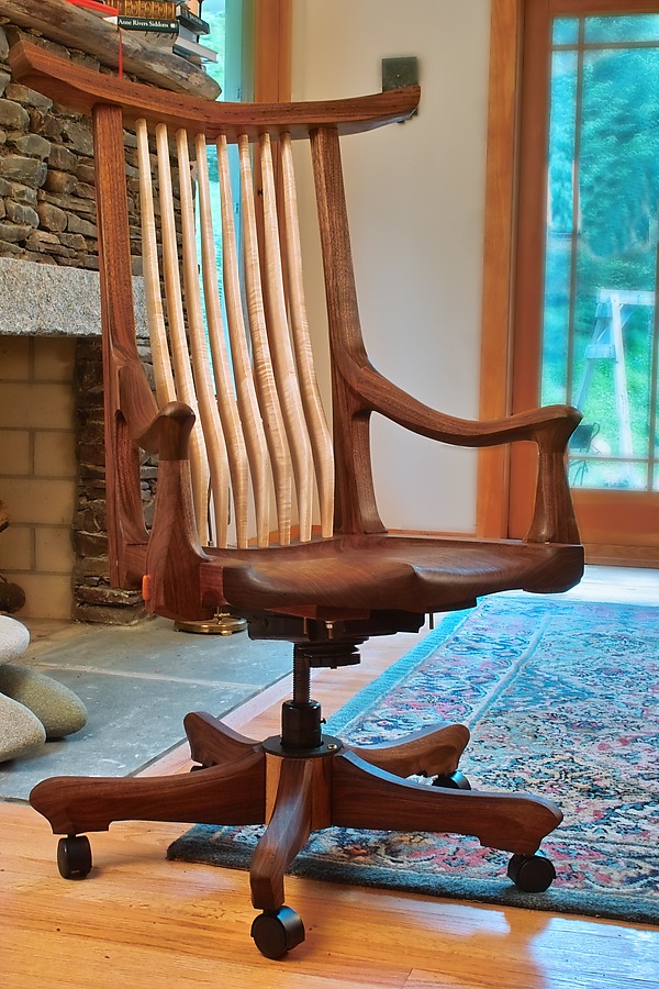 Tucked Arm Swivel Desk Chair by Richard Laufer (Wood Chair) | Artful Home Tucked Arm Swivel Desk Chair by Richard Laufer (Wood Chair) | Artful Home