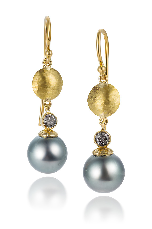 Gold Dome, Pearl & Diamond Earrings by Diana Widman (Gold Earrings) | Artful Home Gold Dome, Pearl & Diamond Earrings by Diana Widman (Gold Earrings) | Artful Home