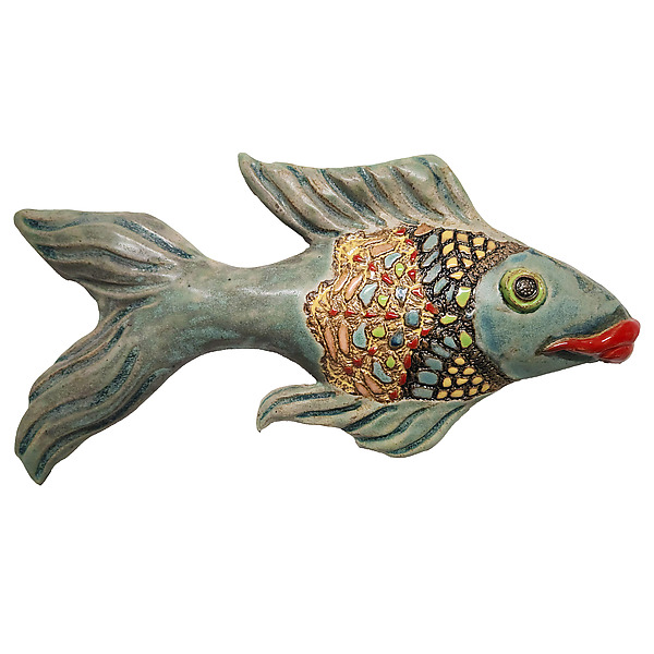 Fisher in Old Copper by Laurie Pollpeter Eskenazi (Ceramic Wall Sculpture) | Artful Home Fisher in Old Copper by Laurie Pollpeter Eskenazi (Ceramic Wall Sculpture) | Artful Home