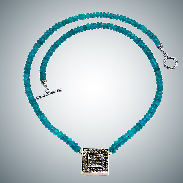 Apatite, Marcasite and Sterling Necklace by Judy Bliss (Silver & Stone Necklace) | Artful Home Apatite, Marcasite and Sterling Necklace by Judy Bliss (Silver & Stone Necklace) | Artful Home