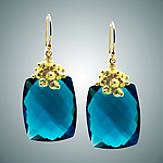 London Blue Quartz & Gold Hematite Earrings by Judy Bliss (Stone Earrings) | Artful Home
