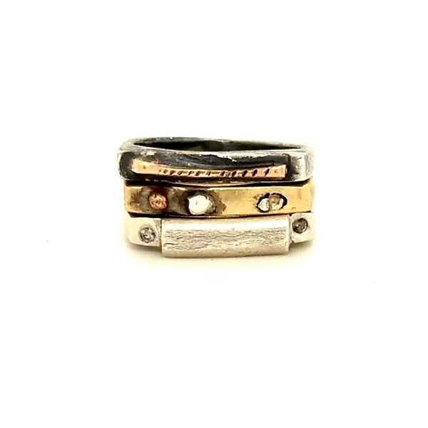 Trinity Ring Stack by Ann Chikahisa (Silver & Stone Ring) | Artful Home Trinity Ring Stack by Ann Chikahisa (Silver & Stone Ring) | Artful Home