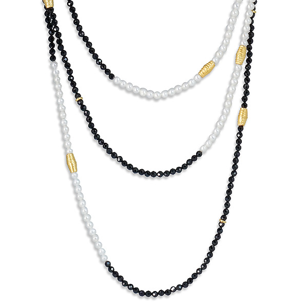 Pearl and Gold Necklace by Suzanne Q Evon (Gold, Pearl & Stone Necklace) | Artful Home Pearl and Gold Necklace by Suzanne Q Evon (Gold, Pearl & Stone Necklace) | Artful Home
