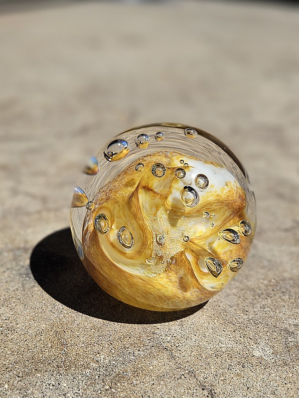 Muted Yellows with Dicro by The Glass Forge (Art Glass Paperweight) | Artful Home Muted Yellows with Dicro by The Glass Forge (Art Glass Paperweight) | Artful Home