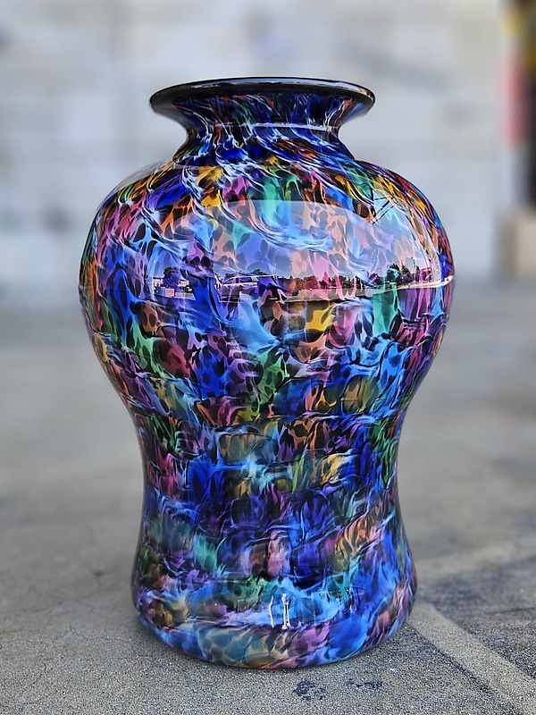 Full Figured Rainbow Urn by The Glass Forge (Art Glass Vase) | Artful Home Full Figured Rainbow Urn by The Glass Forge (Art Glass Vase) | Artful Home