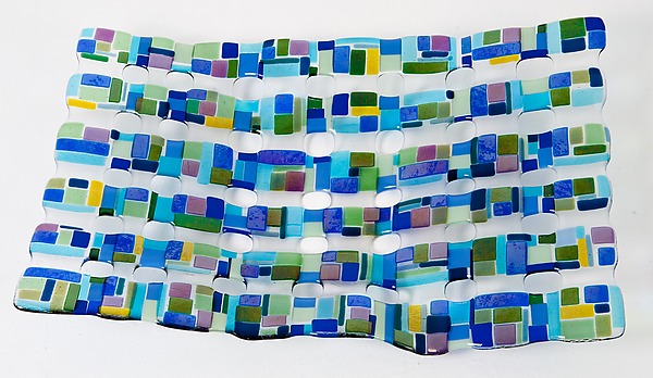 Retro Mesh Blue by Renato Foti (Art Glass Sculpture) | Artful Home Retro Mesh Blue by Renato Foti (Art Glass Sculpture) | Artful Home