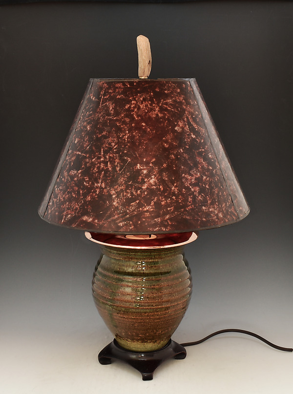 Stoneware Lamp with Mica Shade by Ron Mello (Ceramic Table Lamp) | Artful Home Stoneware Lamp with Mica Shade by Ron Mello (Ceramic Table Lamp) | Artful Home