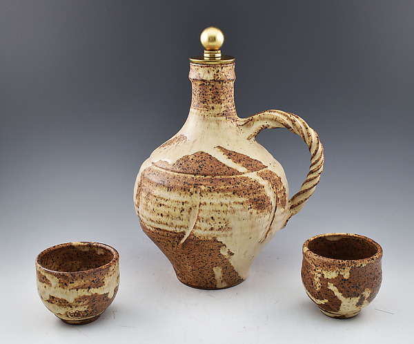 Stoneware Ewer with Cups by Ron Mello (Ceramic Decanter) | Artful Home Stoneware Ewer with Cups by Ron Mello (Ceramic Decanter) | Artful Home