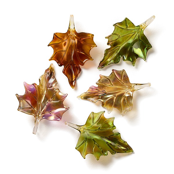 Set of Five Glass Leaves by Jacqueline McKinny (Art Glass Sculpture) | Artful Home Set of Five Glass Leaves by Jacqueline McKinny (Art Glass Sculpture) | Artful Home