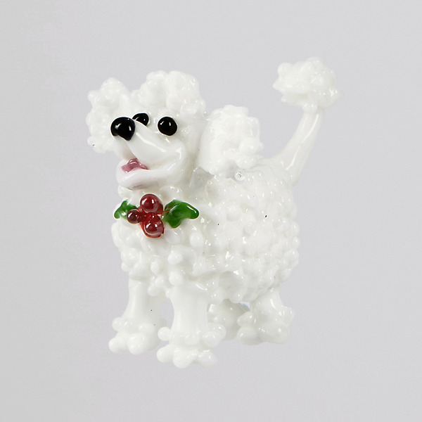Holly Jolly Poodle by Lucky Ducks Glass (Art Glass Ornament) | Artful Home Holly Jolly Poodle by Lucky Ducks Glass (Art Glass Ornament) | Artful Home