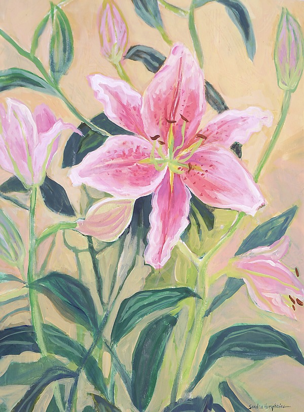 Garden Lilies 1 by Sandra Humphries (Acrylic Painting) | Artful Home Garden Lilies 1 by Sandra Humphries (Acrylic Painting) | Artful Home