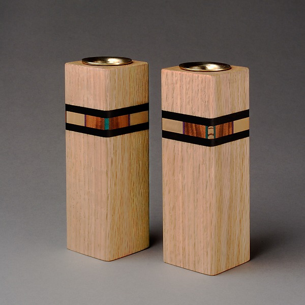 Bold Mosaic Candleholder Set by Martha Collins (Wood Candleholder) | Artful Home Bold Mosaic Candleholder Set by Martha Collins (Wood Candleholder) | Artful Home