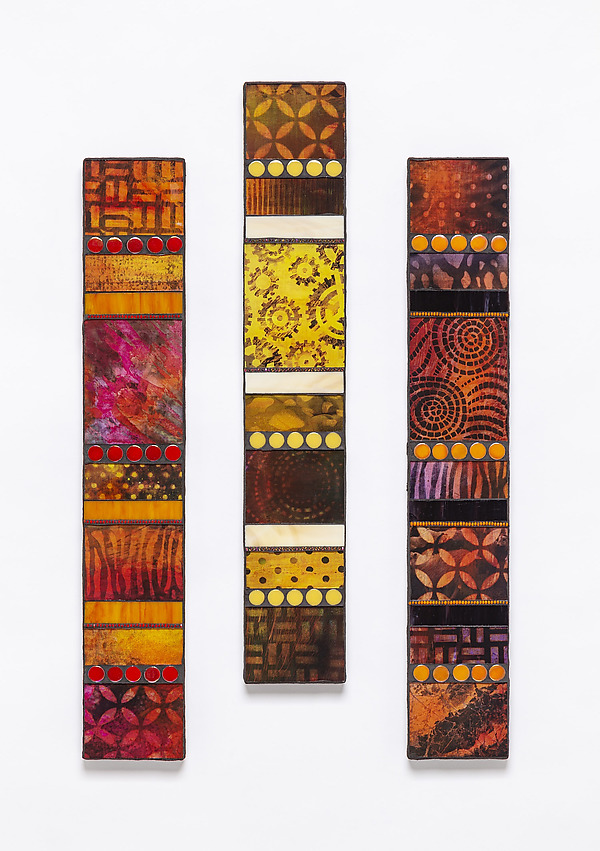 Warm Tones Vertical Mosaics by Patty Carmody Smith (Art Glass Wall Sculpture) | Artful Home Warm Tones Vertical Mosaics by Patty Carmody Smith (Art Glass Wall Sculpture) | Artful Home