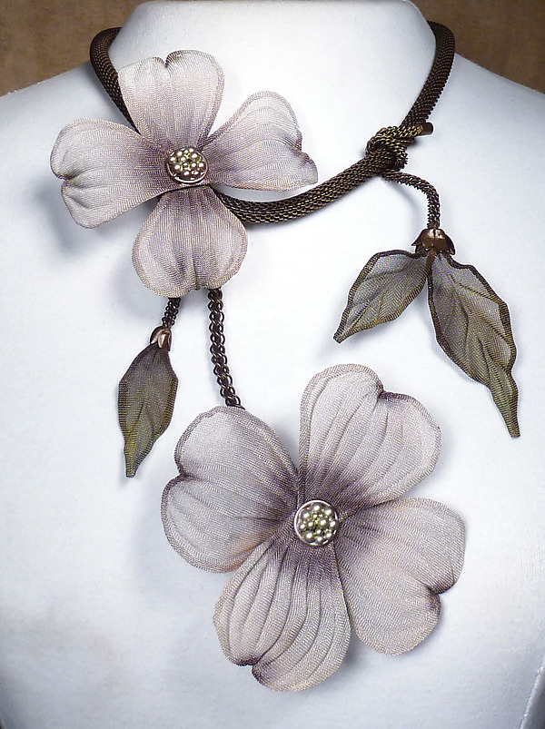 Dogwood Blooms Necklace by Sarah Cavender (Metal Necklace) | Artful Home Dogwood Blooms Necklace by Sarah Cavender (Metal Necklace) | Artful Home
