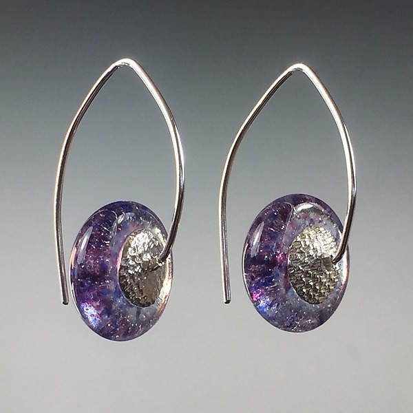 Purple Drop Disk Earrings by Carol Martin (Art Glass & Silver Earrings) | Artful Home Purple Drop Disk Earrings by Carol Martin (Art Glass & Silver Earrings) | Artful Home