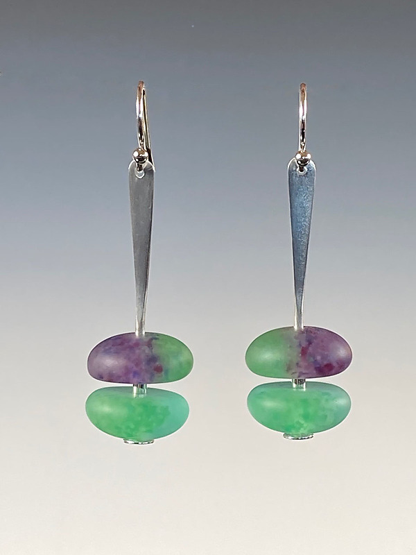 Two Part Earrings by Carol Martin (Silver Earrings) | Artful Home Two Part Earrings by Carol Martin (Silver Earrings) | Artful Home
