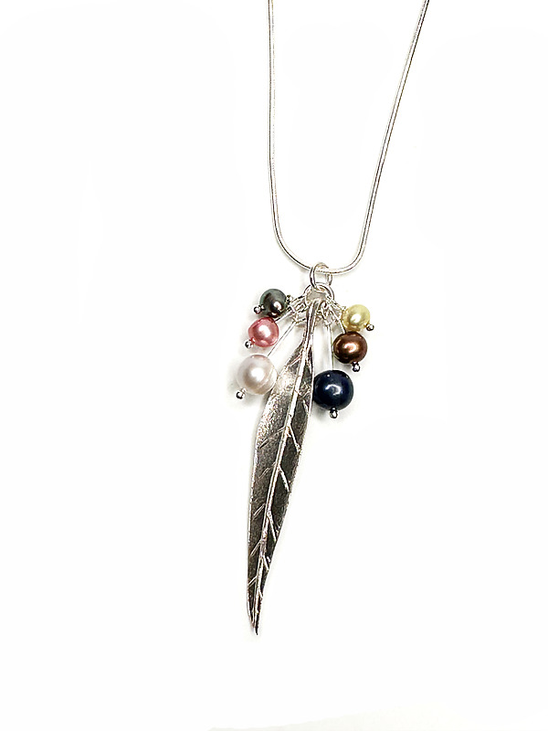 Feather and Pearl Pendant Necklace by Erica Zap (Silver & Pearl Necklace) | Artful Home Feather and Pearl Pendant Necklace by Erica Zap (Silver & Pearl Necklace) | Artful Home