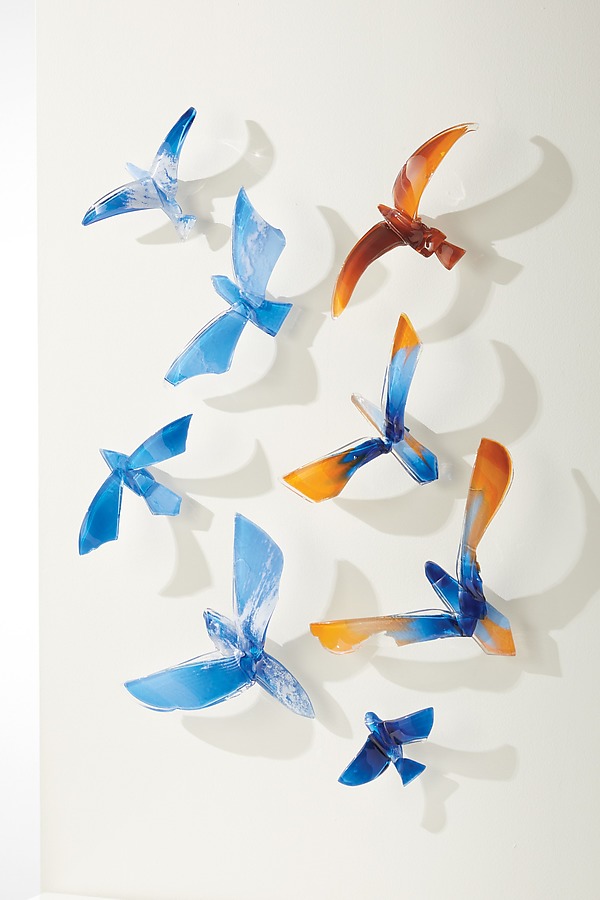 Set of Eight Skylarks by Caleb Nichols (Art Glass Wall Sculpture) | Artful Home Set of Eight Skylarks by Caleb Nichols (Art Glass Wall Sculpture) | Artful Home