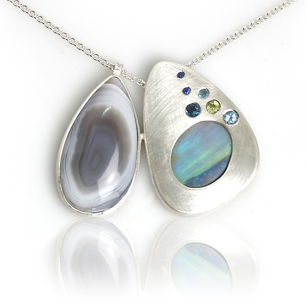 Stone Petals Necklace in Opal and Botswana Agate by Wendy Stauffer (Silver & Stone Necklace) | Artful Home Stone Petals Necklace in Opal and Botswana Agate by Wendy Stauffer (Silver & Stone Necklace) | Artful Home