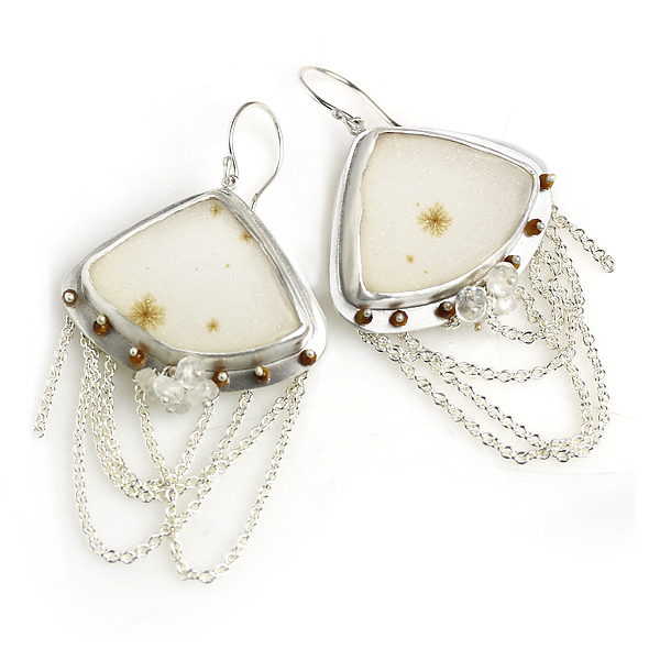 Dendritic Druzy Dangle Earrings by Wendy Stauffer (Silver & Stone Earrings) | Artful Home Dendritic Druzy Dangle Earrings by Wendy Stauffer (Silver & Stone Earrings) | Artful Home