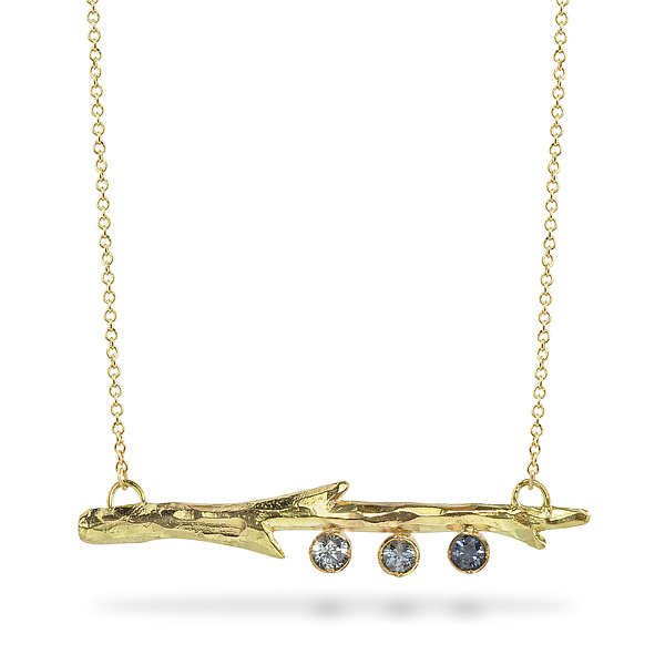 Montana Sapphire Gold Branch Pendant by Susan Crow (Gold & Stone Necklace) | Artful Home Montana Sapphire Gold Branch Pendant by Susan Crow (Gold & Stone Necklace) | Artful Home