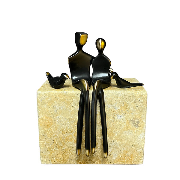 Caress with Birds by Yenny Cocq (Stone & Bronze Sculpture) | Artful Home Caress with Birds by Yenny Cocq (Stone & Bronze Sculpture) | Artful Home