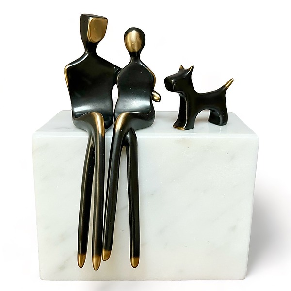 Caress Couple with Pet by Yenny Cocq (Bronze Sculpture) | Artful Home Caress Couple with Pet by Yenny Cocq (Bronze Sculpture) | Artful Home