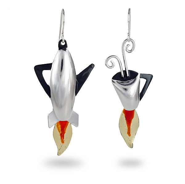 Rocket Fuel Earrings by Lisa and Scott Cylinder (Metal Earrings) | Artful Home Rocket Fuel Earrings by Lisa and Scott Cylinder (Metal Earrings) | Artful Home