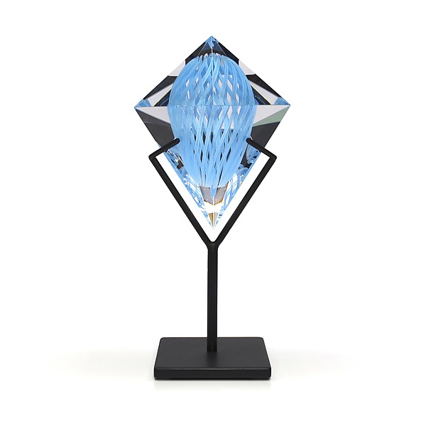 Octahedron with Turquoise Reticello by Marc Carmen (Art Glass Sculpture) | Artful Home Octahedron with Turquoise Reticello by Marc Carmen (Art Glass Sculpture) | Artful Home