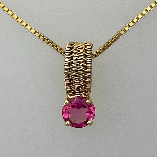 Sigma Gold Pendant with Rubellite Tourmaline by Marie Scarpa (Gold & Stone Necklace) | Artful Home Sigma Gold Pendant with Rubellite Tourmaline by Marie Scarpa (Gold & Stone Necklace) | Artful Home
