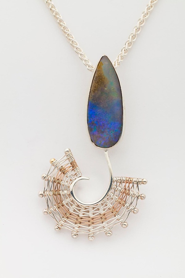 Fandango Silver Pendant with Boulder Opal by Marie Scarpa (Gold, Silver & Stone Necklace) | Artful Home Fandango Silver Pendant with Boulder Opal by Marie Scarpa (Gold, Silver & Stone Necklace) | Artful Home