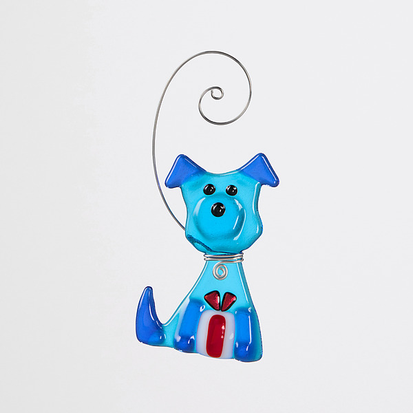 Little Dog Blue by Kimberly Rich (Art Glass Ornament) | Artful Home Little Dog Blue by Kimberly Rich (Art Glass Ornament) | Artful Home