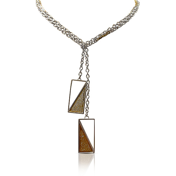 Captured Triangle Chain Lariat by Nora Fischer (Gold & Silver Necklace) | Artful Home Captured Triangle Chain Lariat by Nora Fischer (Gold & Silver Necklace) | Artful Home