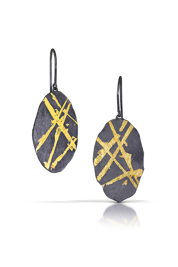 Oval Keum-Boo Earrings by Marcia Meyers (Gold & Silver Earrings) | Artful Home Oval Keum-Boo Earrings by Marcia Meyers (Gold & Silver Earrings) | Artful Home