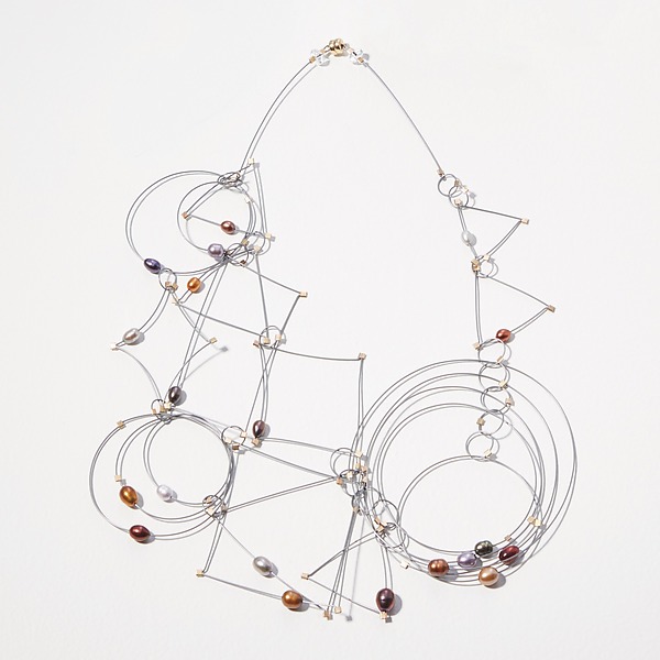 Trapeze Necklace by Meghan Patrice Riley (Metal & Pearl Necklace) | Artful Home Trapeze Necklace by Meghan Patrice Riley (Metal & Pearl Necklace) | Artful Home