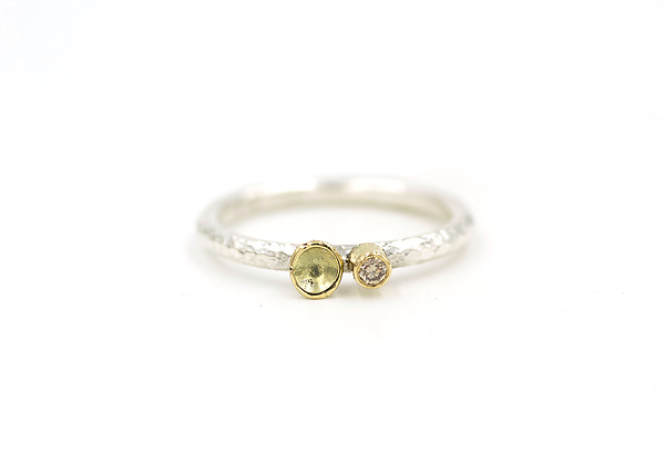 Silver & Gold Champagne Diamond Ring by Renee Ford (Gold, Silver & Stone Ring) | Artful Home Silver & Gold Champagne Diamond Ring by Renee Ford (Gold, Silver & Stone Ring) | Artful Home